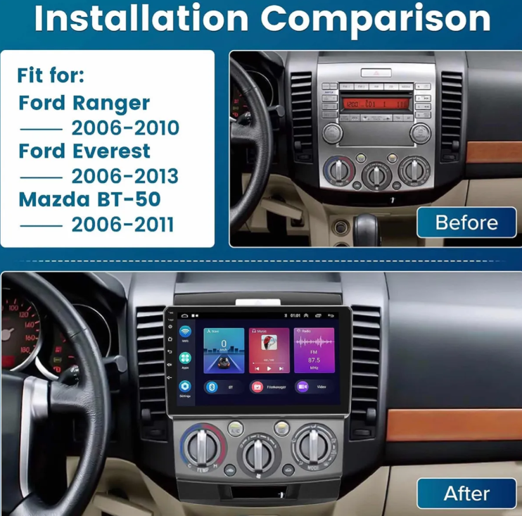 Radio Android Carplay 2+32 Mazda Bt50 2008-2014