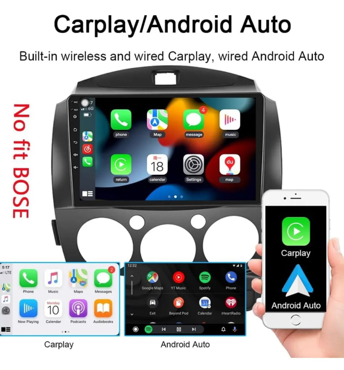 Radio Android 4+64 Carplay Qled Mazda 2 2008-2015